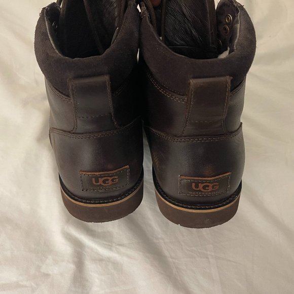 UGG Seton Mens Brown Leather Sheepskin Lined 10 - Picture 10 of 16